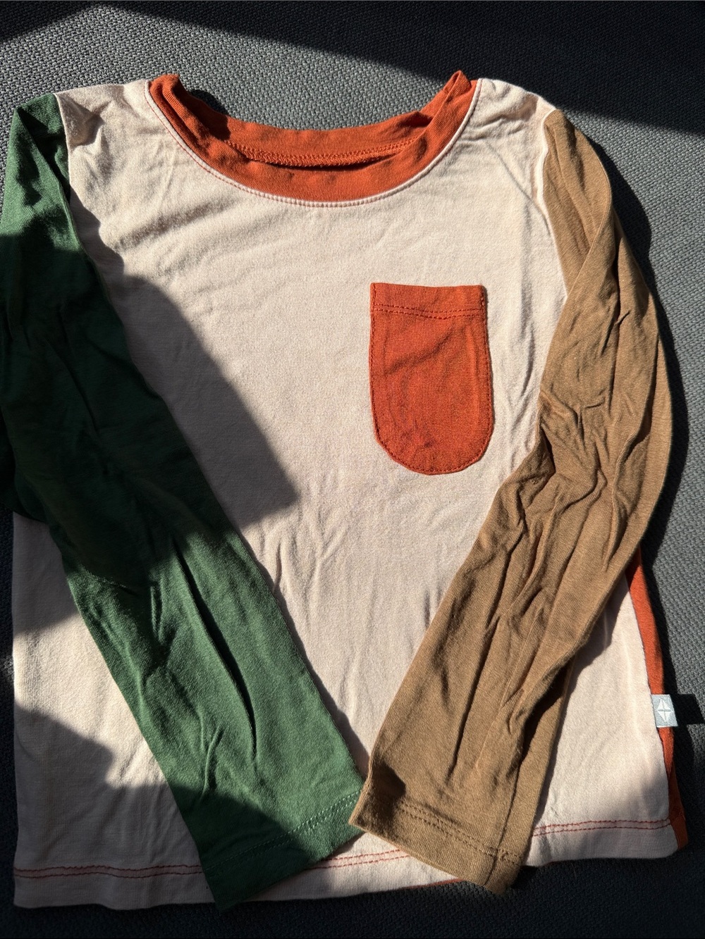 Kyte BABY Rust and Cream Colorblock Long Sleeve Tee